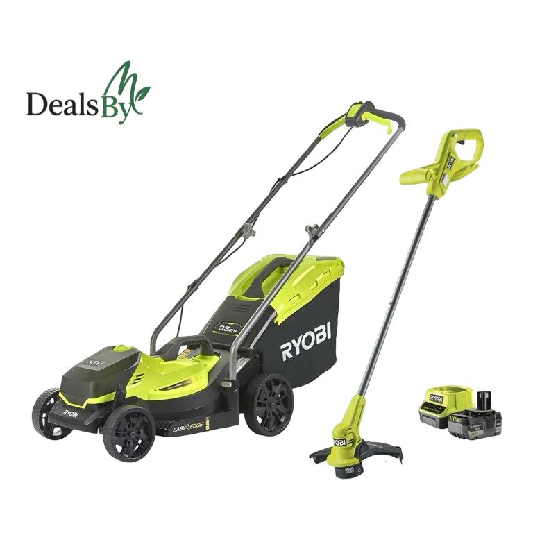 NEW Ryobi 18V ONE+™ Cordless 33cm Lawn Mower & 23cm Grass Trimmer Kit – RLM18X33B50LT23A